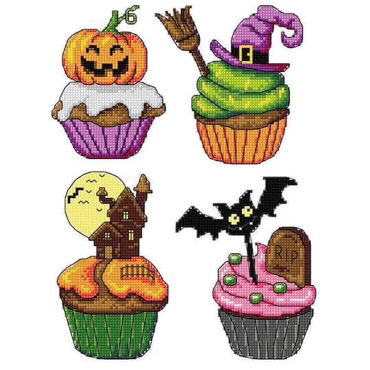 Crafting Spark Halloween Cupcakes Counted Cross Stitch Kit